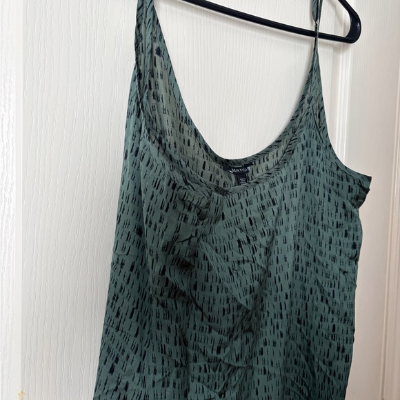 Eileen Fisher Nori Dash-Print Silk Organic Cotton Slip Dress, Green, Large - Picture 4 of 12